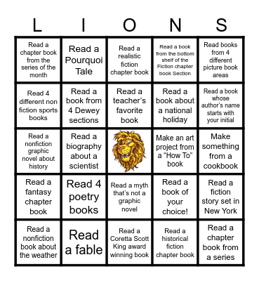 Fourth Grade Book Bingo Card