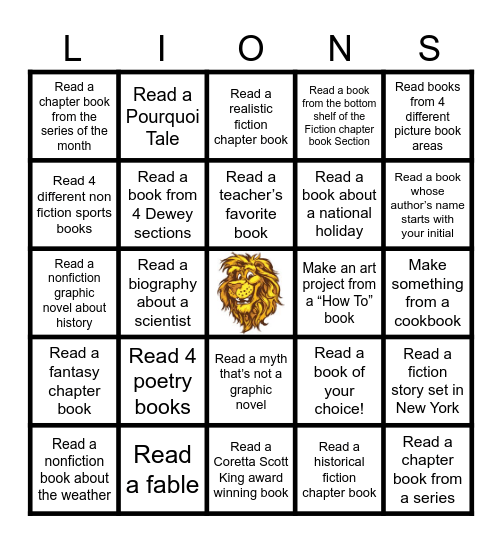 Fourth Grade Book Bingo Card