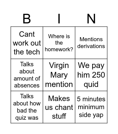 Makrinos bingo Card
