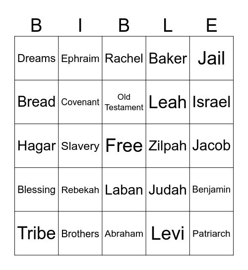 The Stories of Jacob and Joseph Bingo Card