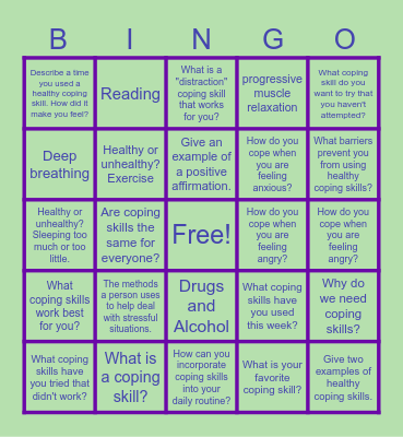 Coping Skills Bingo! Bingo Card