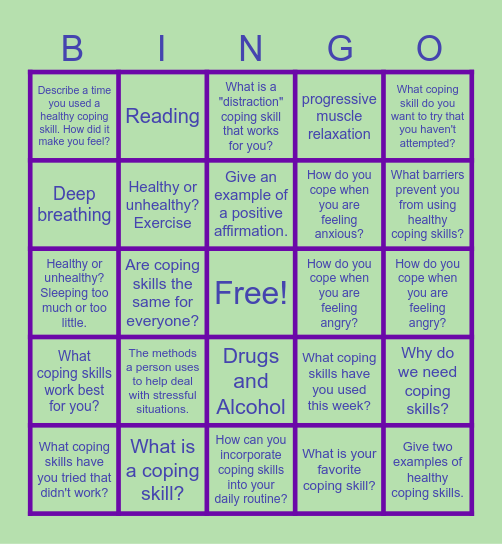 Coping Skills Bingo! Bingo Card