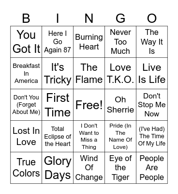 80s MB Round 4 (2025) Bingo Card