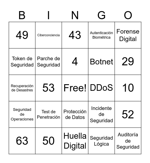 Security Awareness Month Bingo Card