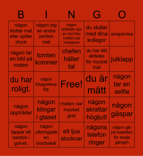 Julfest bingo Card