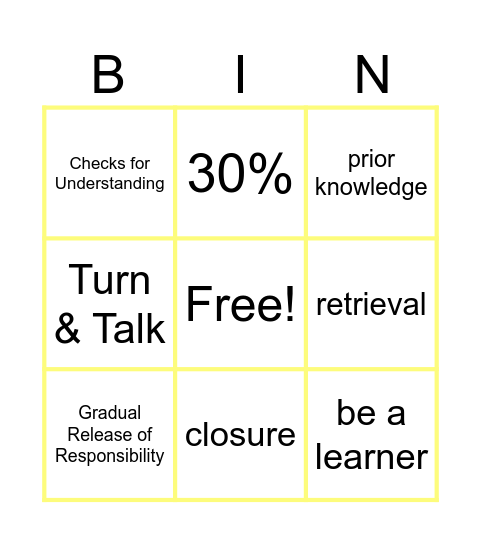 Oriole Academy #5 Bingo Card