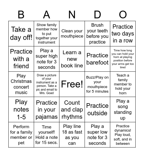 Thanksgiving BANDO Bingo Card