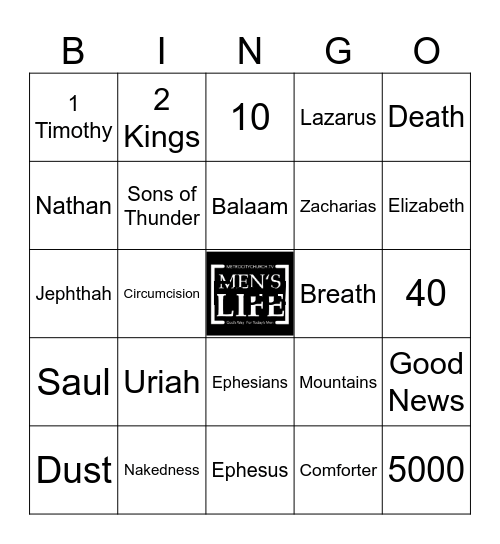 Mens Life Bingo Card