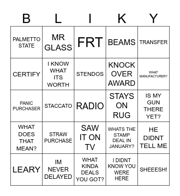 DOA BINGO Card