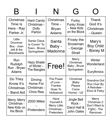 80s Christmas Bingo Card