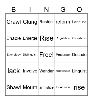 Period 3 Bingo Card