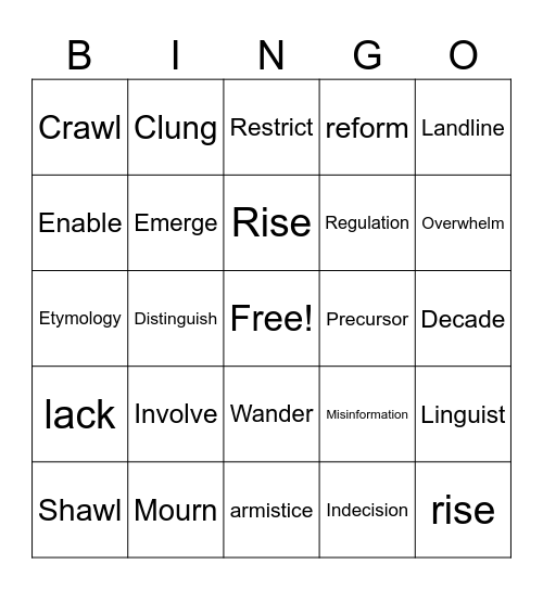 Period 3 Bingo Card