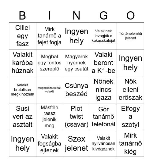 Hunyadi Bingó Bingo Card