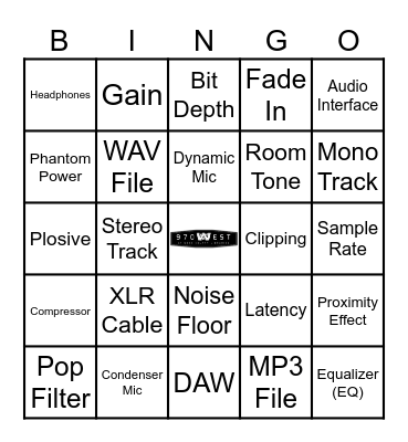 970West "Podcast Lab" Bingo Card
