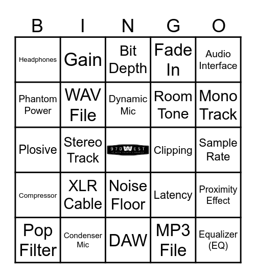 970West "Podcast Lab" Bingo Card
