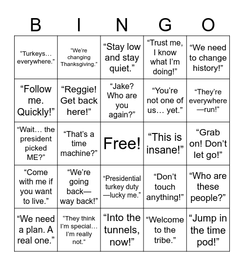 Free Birds Bingo Card
