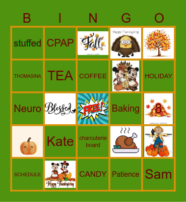 Dream Team Thanksgiving Bingo Card
