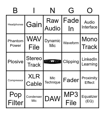 970West "Podcast Lab" Bingo Card