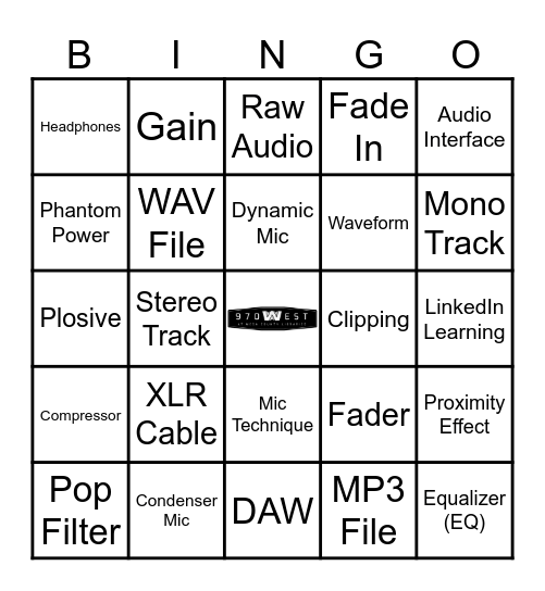 970West "Podcast Lab" Bingo Card