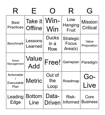 Corporate Bingo Card