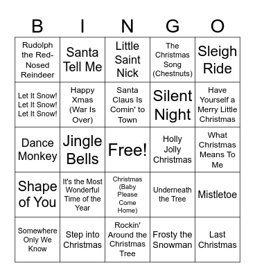 Music Bingo Card