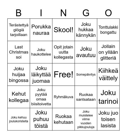 Pikkuinen joulubingo Card