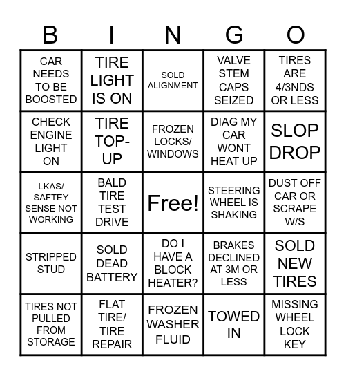 TECH SNOWDAY BINGO Card
