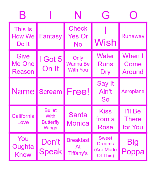 Songs Turning 30! (From 1995) Bingo Card