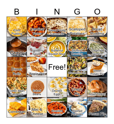 Thanksgiving Foods Bingo Card