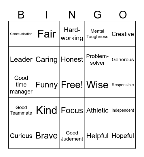Self Awareness-What are my strengths? Bingo Card