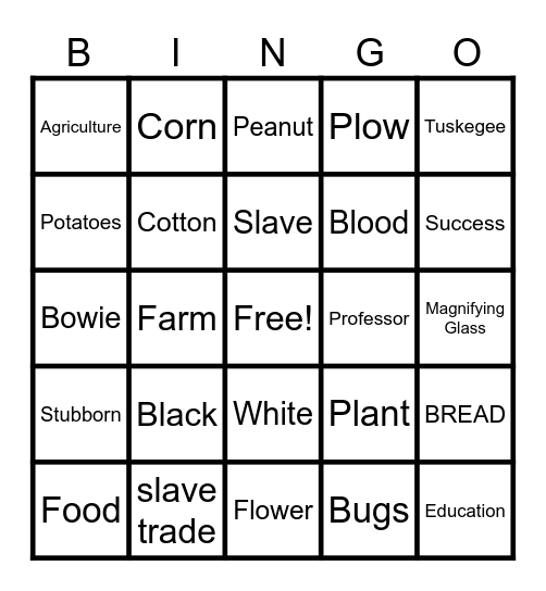 George Washington Carver Bingo Card