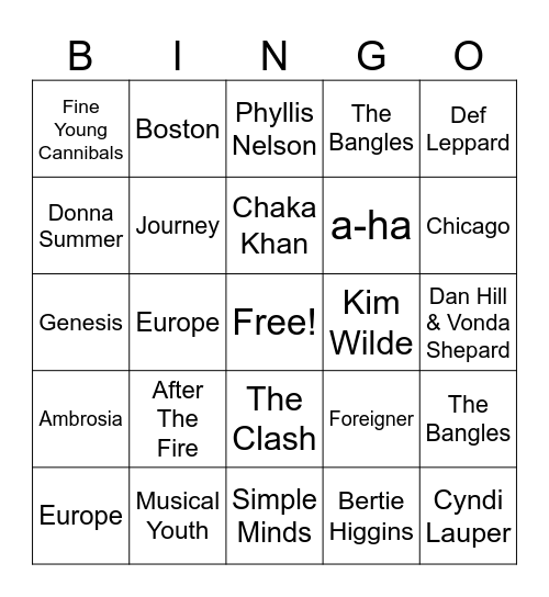 DAWG Rocks! BINGO–Game 3 Bingo Card