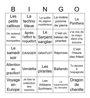 Roland Cristal Bingo Card