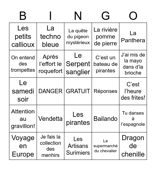 Roland Cristal Bingo Card