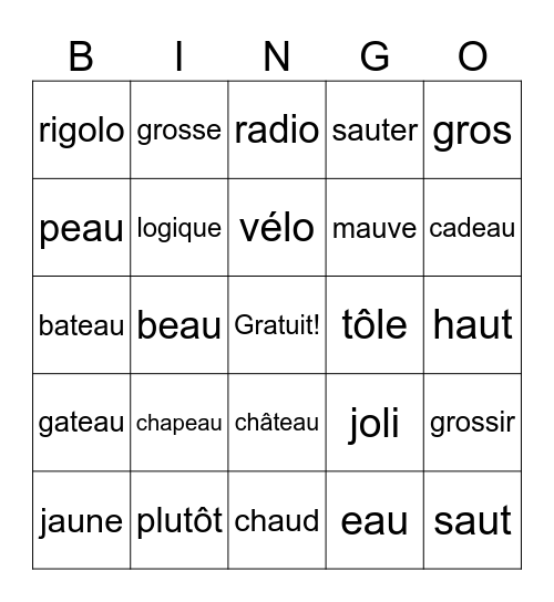 Le son O Bingo Card