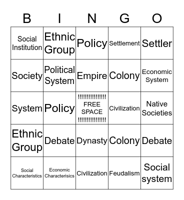 BINGO BOARD By: Camden Lewis Bingo Card