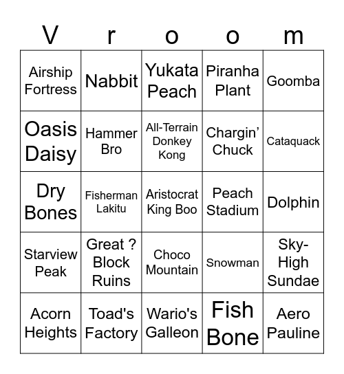 Bossu Mario Kart World [Round 1] Bingo Card