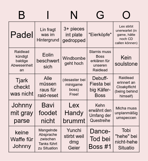 RAIDERINO BAMBULERINO Bingo Card