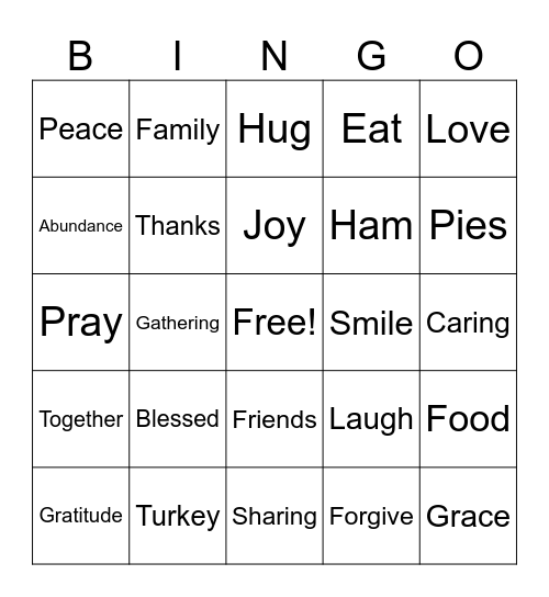GIVE THANKS Bingo Card