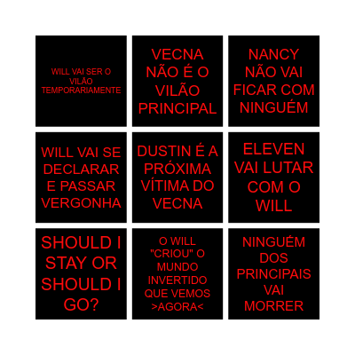 Stranger Things — Season 5: RED Bingo Card