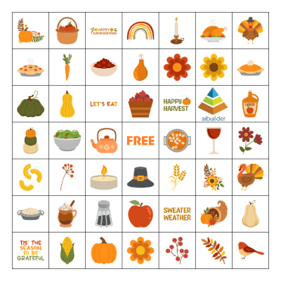 HAPPY THANKSGIVING EVENTBUILDER! Bingo Card