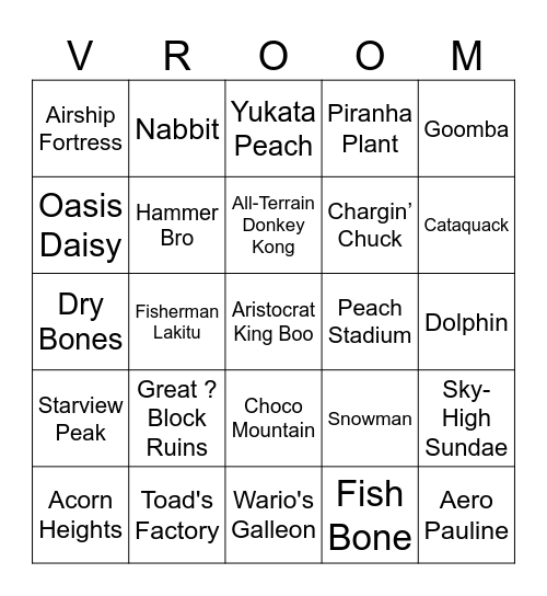 Lemmymaster Round 1 (Mario Kart World) Bingo Card