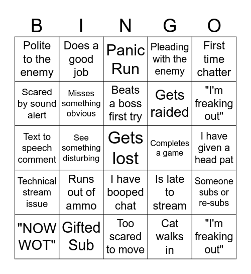 ScaredyChlo Bingo! Bingo Card