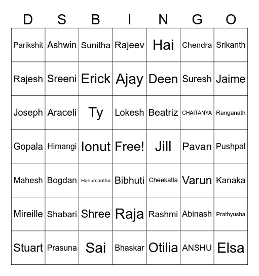 Demo Services Bingo Card