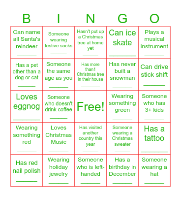BCAD Jingle Mingle Bingo Card