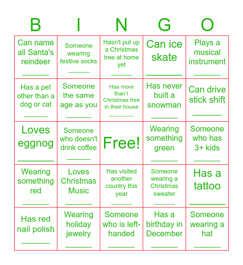 BCAD Jingle Mingle Bingo Card