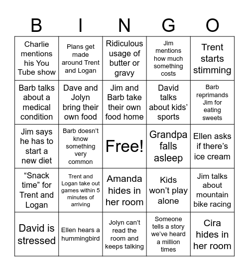 Thanksgiving Bingo Card
