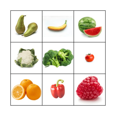 Fruit en groenten Bingo Card