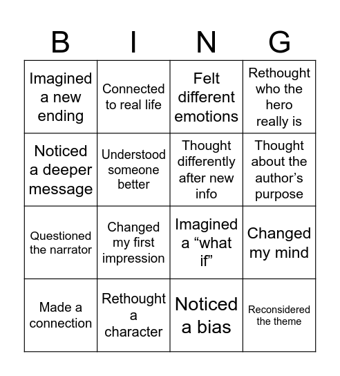 Transforming Bingo Card