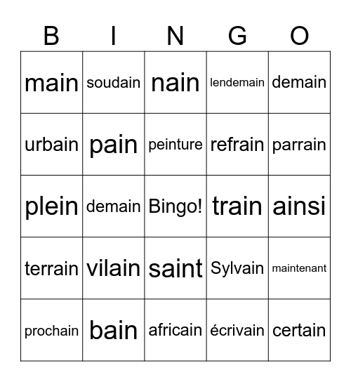 Son ain Bingo Card